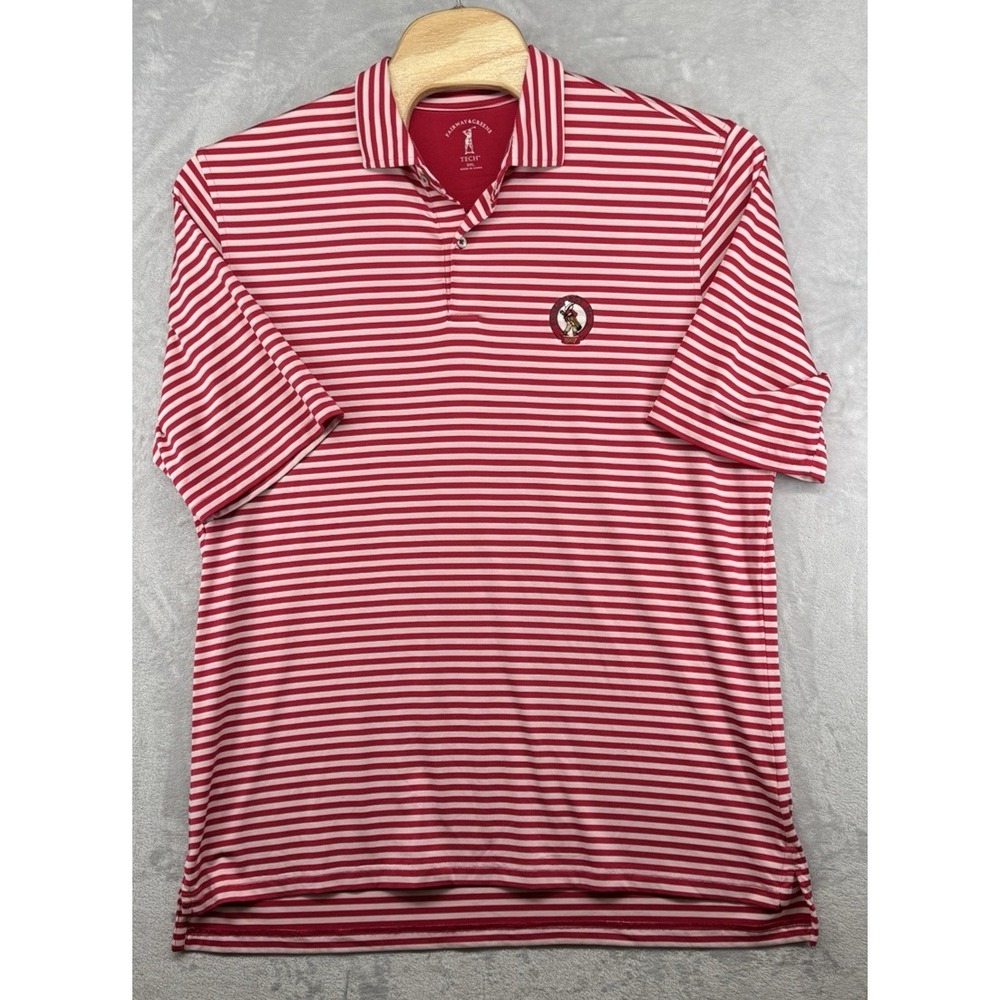 Fairway & Greene Tech Pinehurst No. 2 1907 Red Striped Polo Shirt Men's Size 2XL